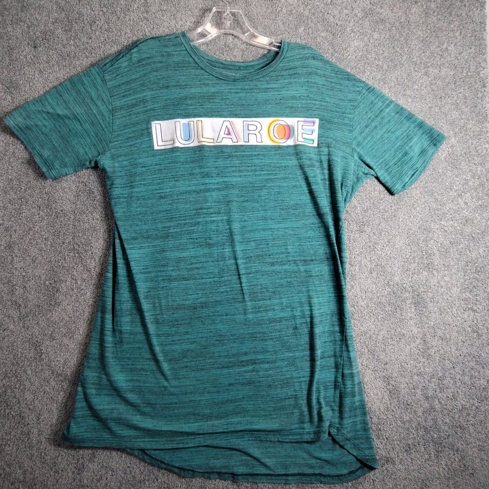 LuLaRoe Shirt Womens M Graphic Tee Buttery Soft Logo Green Short Sleeve Pullover